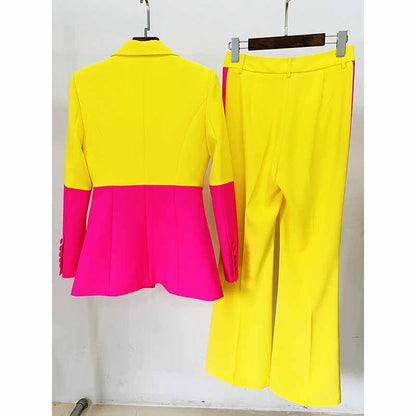 Women Pantsuits Wedding Party Suit + Flare Trousers Colored Suit Two Piece Pantsuits