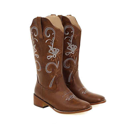 Womens Brown Western Cowgirl Cowboy Boots