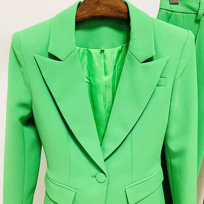 Women's Green Pantsuit Blazer+High Waisted Flare Pants Suit Formal Pantsuit