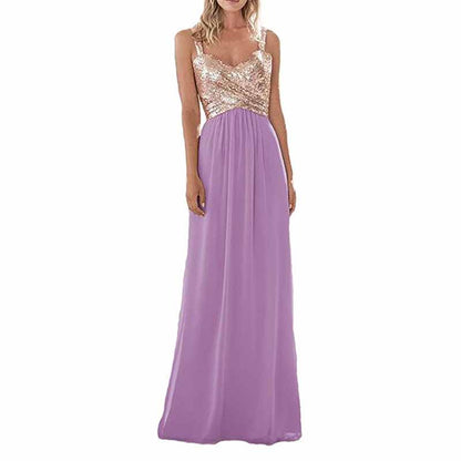 Sequin Top Bridesmaid Dresses Long Chiffon Formal Dresses for Women