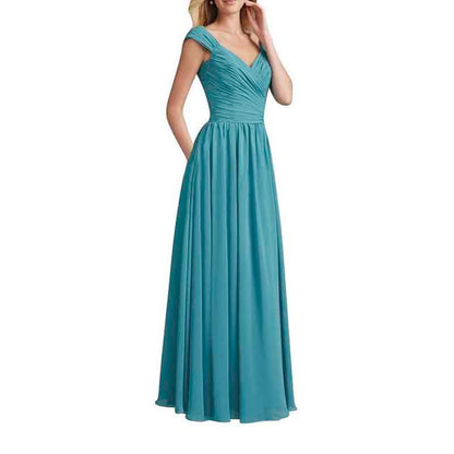 Womens Long Sleeveless Flowy Bridesmaid Cocktail Evening Gown Maxi Dress