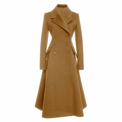 Womens Long Winter Coats Outfits Woolen Coatdress for Wedding Guests Bride Wind-breaker