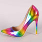 Rainbow Pointed Heels Stiletto Party Shoes for Women