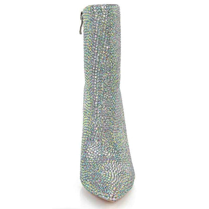 Wedding Boots Rhinestone Pointed Toe Stiletto Heel Bridal's Boots