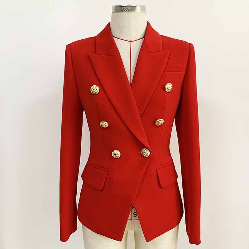 Red Blazers for Women Long Sleeves Breasted Fashion Coat