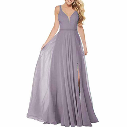 Long Simple Bridesmaid Dresses with Slit for Women Spaghetti Straps Prom Dresses