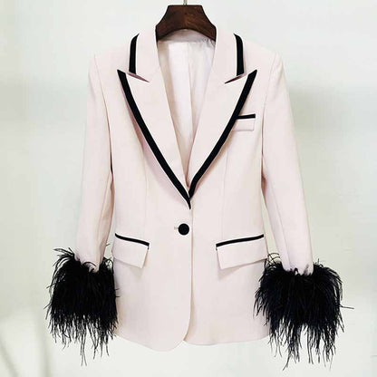 Women's One Button Medium Length Slim Fitting Coat Blazer Jacket