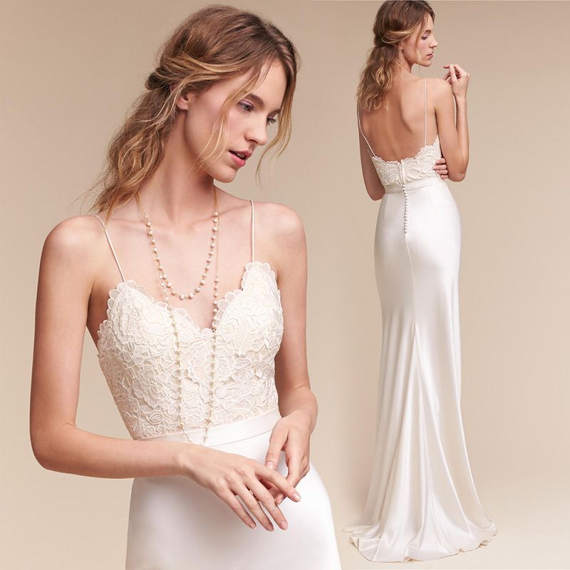 sd-hk White Wedding Dress Sleeveless Slip Evening Dress Long