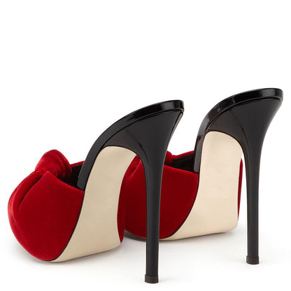 Tucomosi Women Open Toe Knotted High Heel Slipper