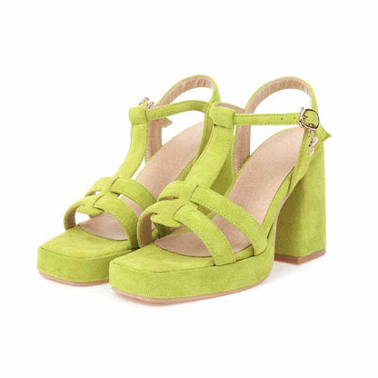 Women's Suede Shoes Platform Heels Sandals Wedge Chunky Heels