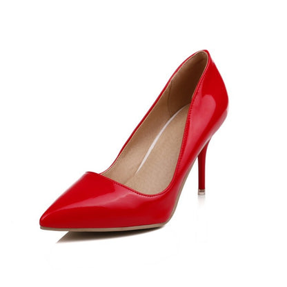 Women's Pointy Toe Dress Pump Middle Heels Plus Size Shoes