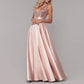Satin Prom Gowns Sequin Top V Neck Bridesmaid Dresses