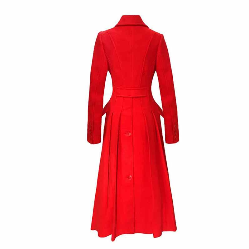 Womens Long Winter Coats Outfits Woolen Coatdress for Wedding Guests Bride Wind-breaker