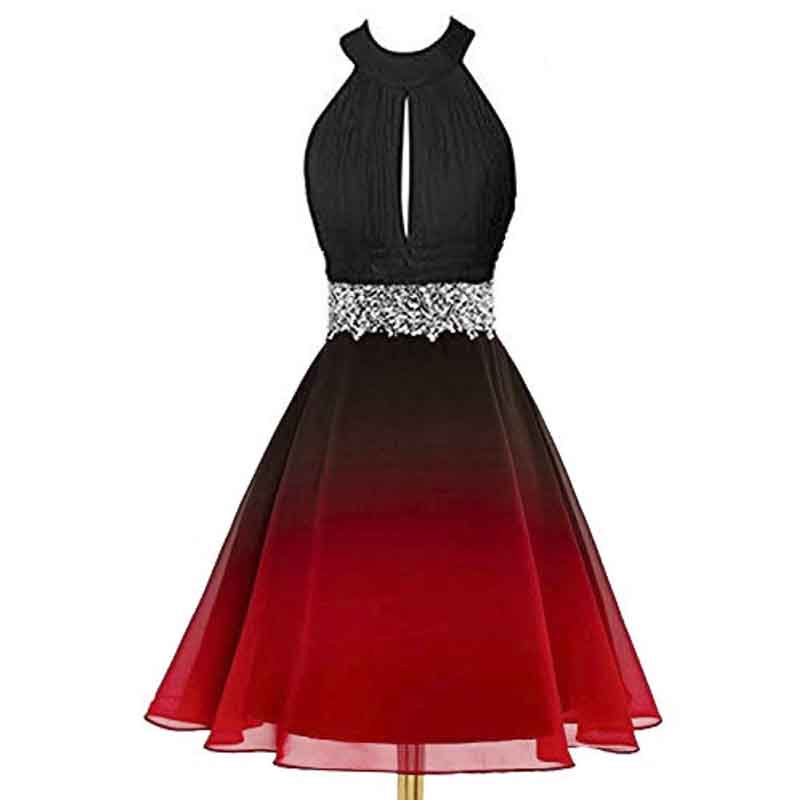 Beaded Ombre Gradient Chiffon Short Long Prom Evening Homecoming Dresses