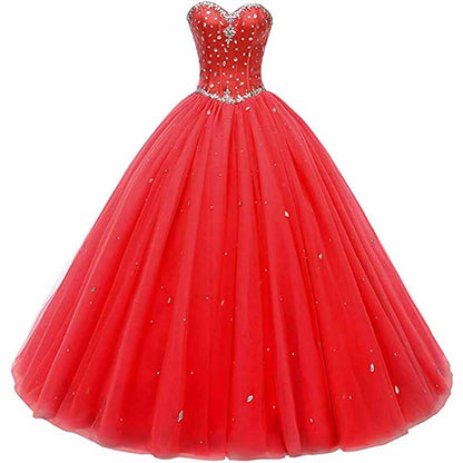 Women's Sweetheart Ball Gown Tulle Quinceanera Dresses Prom Dress