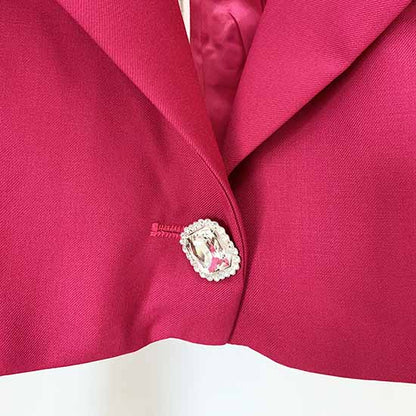 Ladies Rose Short Blazer + Rose Skirt 2 Pieces Set Mini Skirt Suits