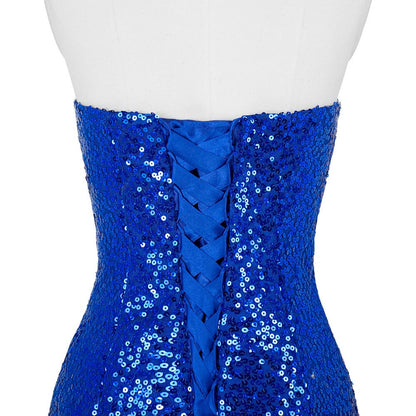 Women's Sleeveless Off Shoulder Sequins Tulle Evening Dress