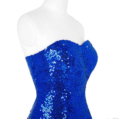 Women's Sleeveless Off Shoulder Sequins Tulle Evening Dress