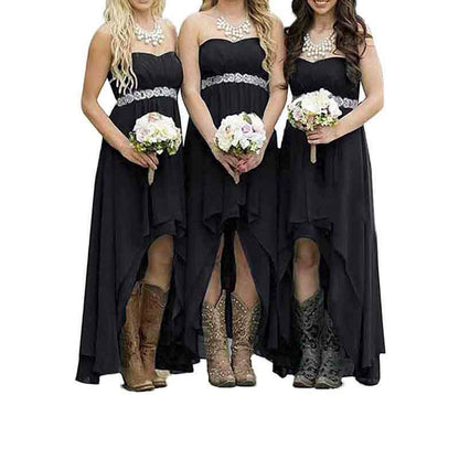 Women's Strapless High Low Bridesmaid Dresses Wedding Party Gowns