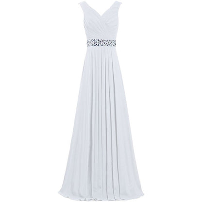 sd-hk Long Chiffon Bridesmaid Dresses Formal Evening Dress for Women Sleeveless