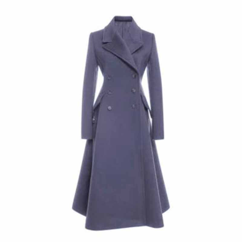 Womens Long Winter Coats Outfits Woolen Coatdress for Wedding Guests Bride Wind-breaker