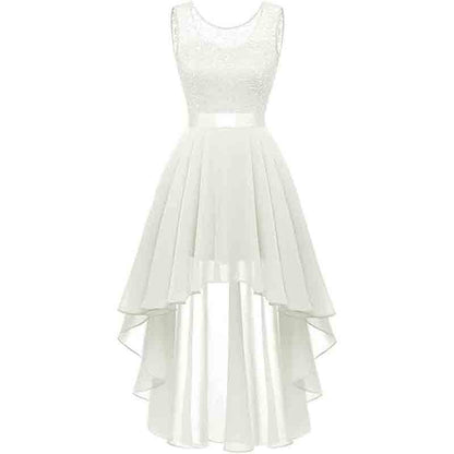 Women's Floral Lace Chiffon Bridesmaid Dress High Low Swing Party Dress