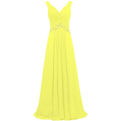 Chiffon Bridesmaid Dresses Long Evening Formal Dress Beaded Wedding Prom