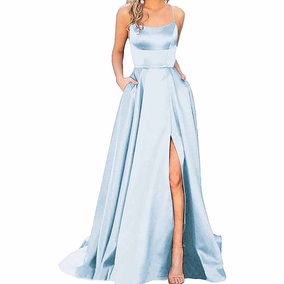 sky blue prom dress long