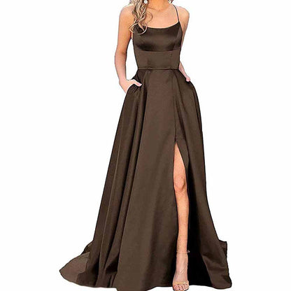 brown prom dress long