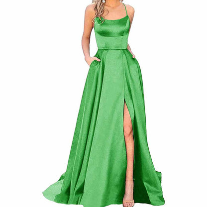 light green satin prom