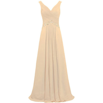 Chiffon Bridesmaid Dresses Long Evening Formal Dress Beaded Wedding Prom