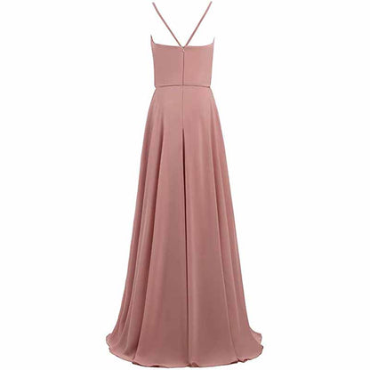 Women's Long Spaghetti Straps Prom Dress Chiffon Bridesmaid Dresses