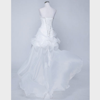 sd-hk White Wedding Dress Strapless Ruffles Bridesmaid Dress