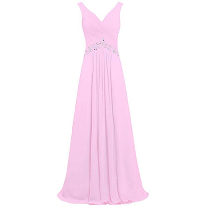 Chiffon Bridesmaid Dresses Long Evening Formal Dress Beaded Wedding Prom