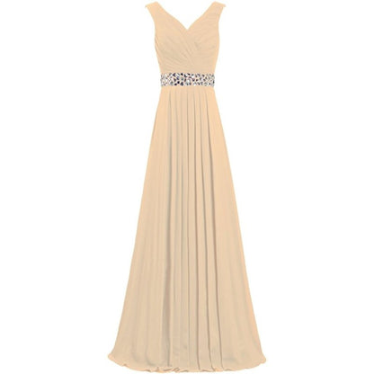 sd-hk Long Chiffon Bridesmaid Dresses Formal Evening Dress for Women Sleeveless