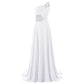 sd-hk One-Shoulder Floor Length Beaded Chiffon Prom Dress