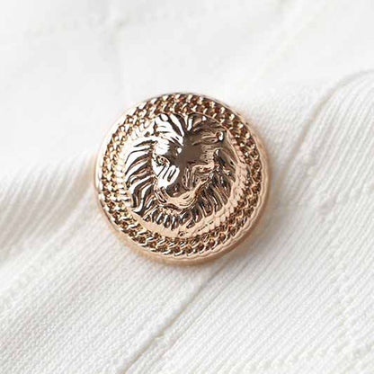 Women White Button-up Knitted Minidress V Neck Long Sleeves ribbed-knit Dress