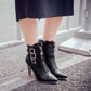 Women Ankle Boots Pointed Toe High Heel Booties With Zipper