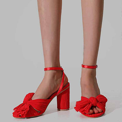 Bridal Bow Knot Heeled Sandals for Weddings