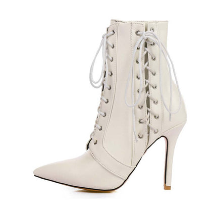 Women's Lace-up Ankle Boots Heeled Short Plus Size Boot