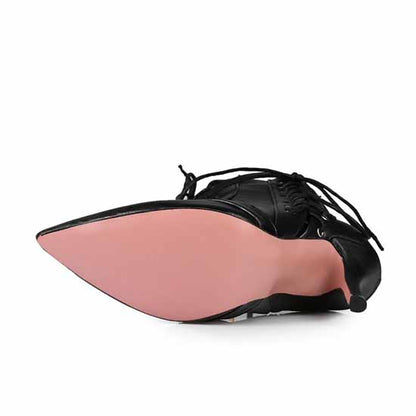 Women's Lace-up Ankle Boots Heeled Short Plus Size Boot