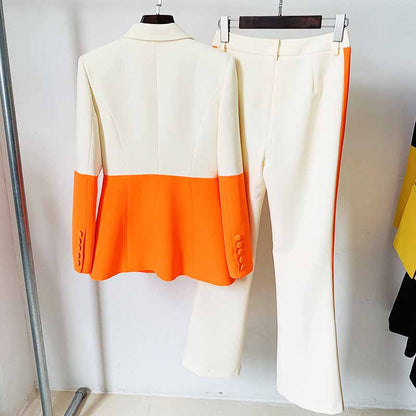 Women's Formal Two Piece Pantsuit Flare Bottoms Two Piece Suit Red Pantsuit Set