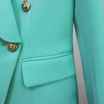 Women's Coats Mint Green Jacket Long Sleeves Blazer Breasted Coat
