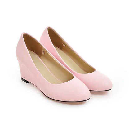 Womens Platform Wedges Pu Leather Dress Heels 6cm Small And Big Size Shoes