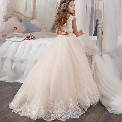 Flower Girl Lace Dress for Kids Wedding Party Prom Princess Puffy Tulle Dresses