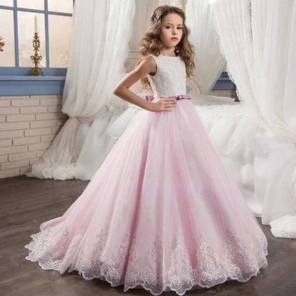 Flower Girl Lace Dress for Kids Wedding Party Prom Princess Puffy Tulle Dresses