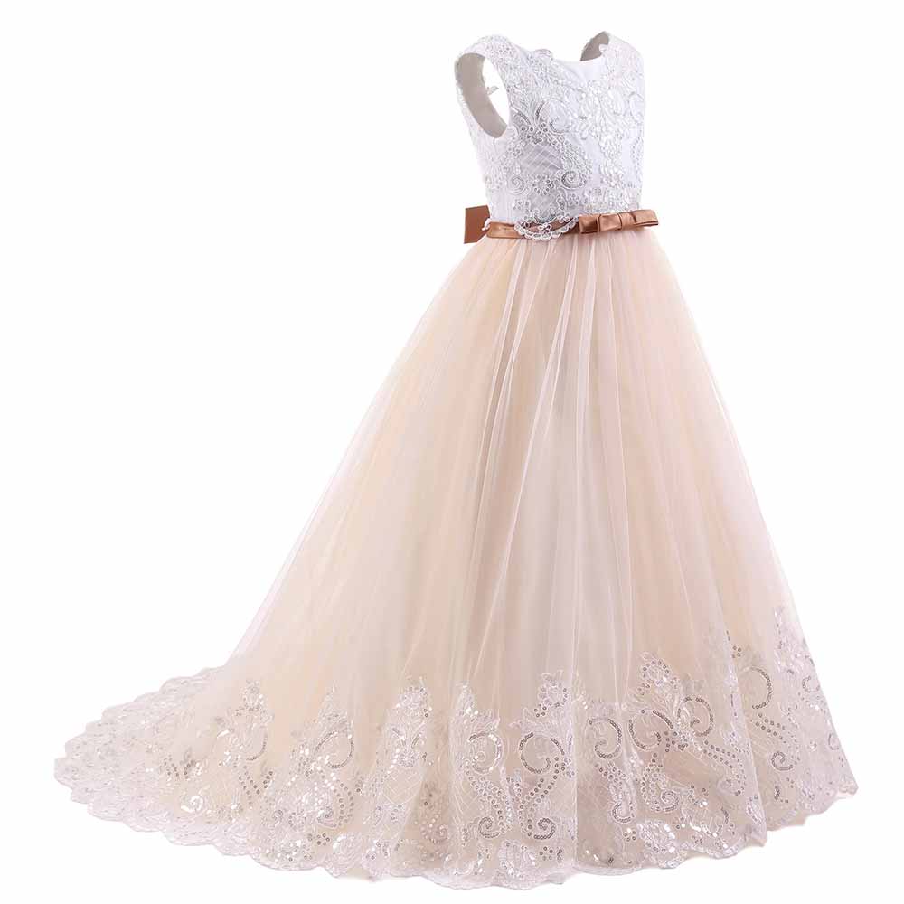 Flower Girl Lace Dress for Kids Wedding Party Prom Princess Puffy Tulle Dresses