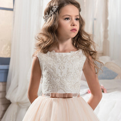Flower Girl Lace Dress for Kids Wedding Party Prom Princess Puffy Tulle Dresses