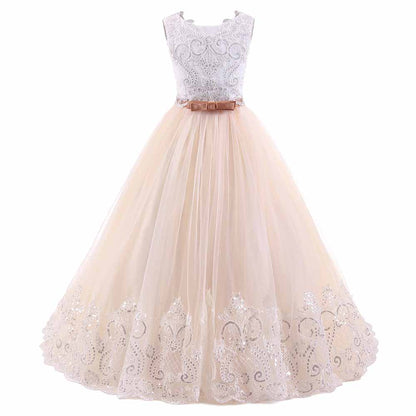 Flower Girl Lace Dress for Kids Wedding Party Prom Princess Puffy Tulle Dresses