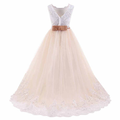 Flower Girl Lace Dress for Kids Wedding Party Prom Princess Puffy Tulle Dresses